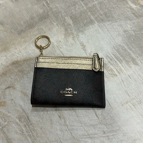 Coach Brown and Gold Key Card Holder Mini Skinny Id Case - Picture 1 of 7